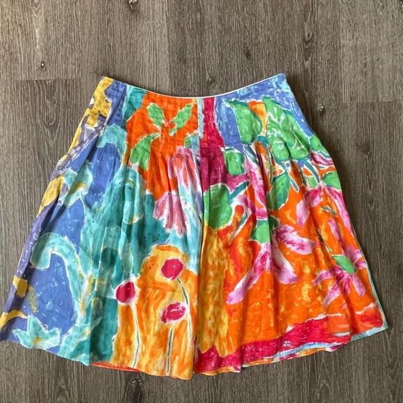Polo by Ralph Lauren Orange Green Mini Skater Skirt - Picture 1 of 5